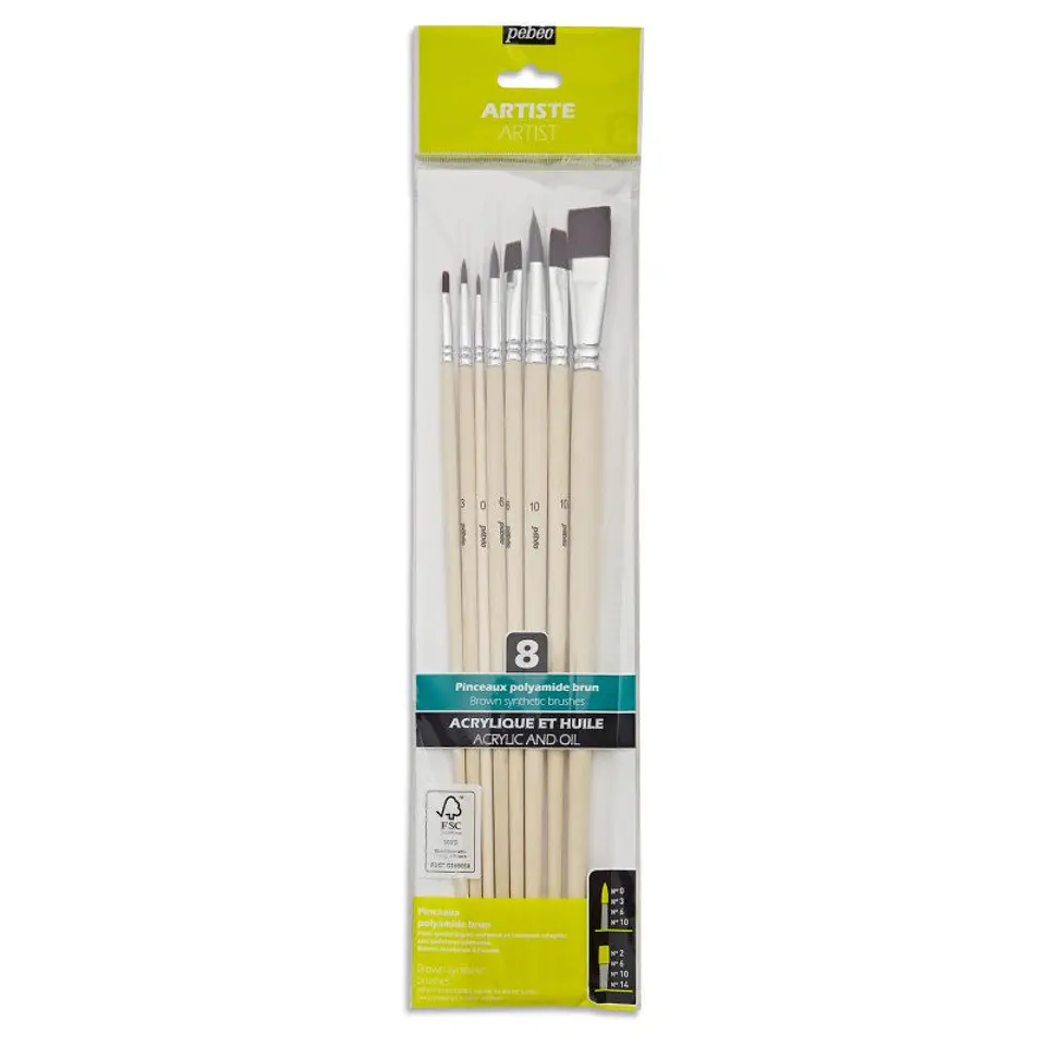 Set de pinceles mango largo -  8 pcs  1