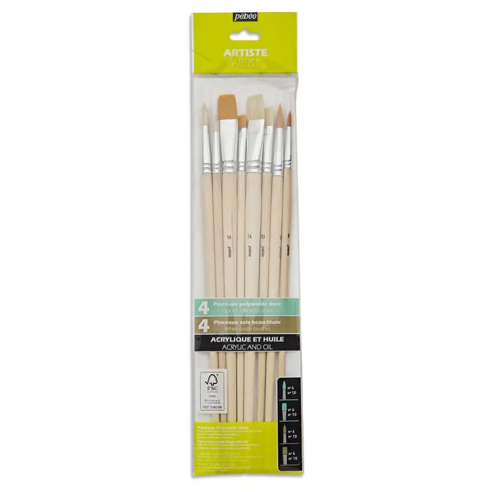 Set de Pinceles mango largo  - 8 pcs 1