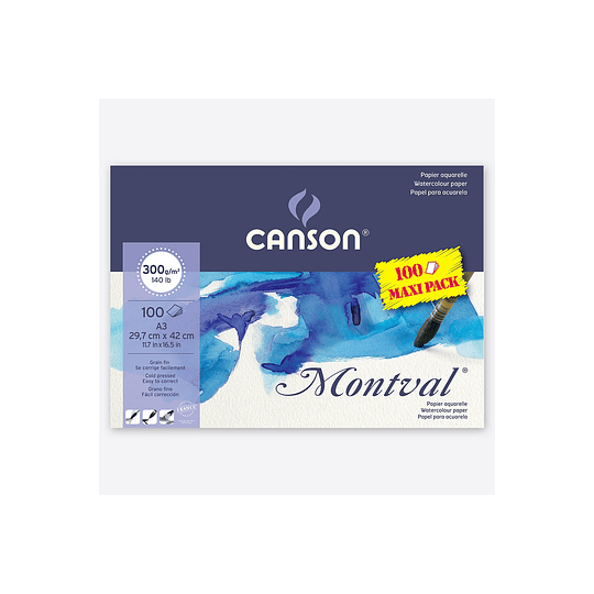 Pad A3 Papel Montval Maxi Pack Canson 100 Hojas A3 300 gr - Image 1