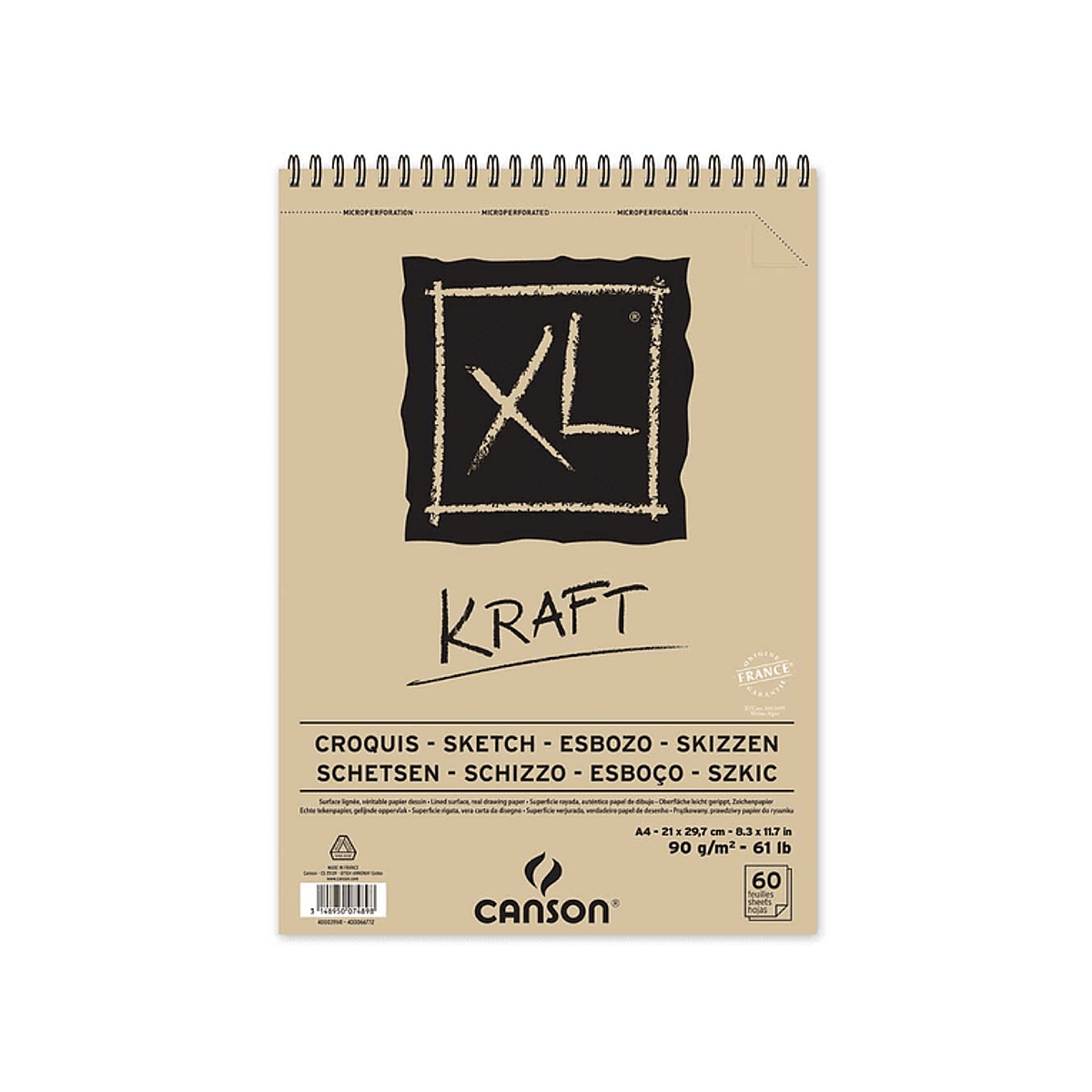 Croquera XL Kraft 60 Hojas 21 * 29,7 (A4) 90 Gr