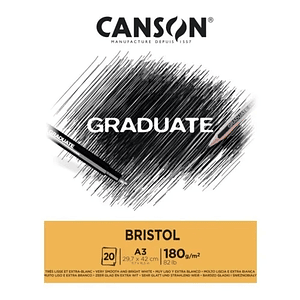 Pad de Papel A3 Graduate Bristol Canson 20 Hojas 29,7 x 42 cm 180 gr