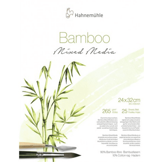 Block Bamboo Mixed Media 265gr 24 x 32 Hahnemuhle 25 Hojas