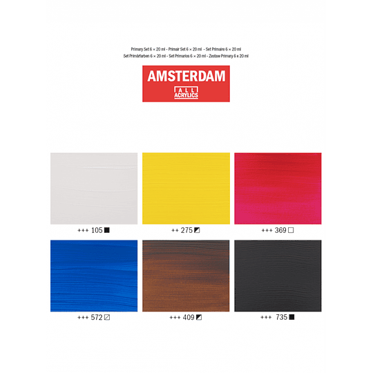 Set 6 Acrílicos de 20ml Amsterdam Colores Primarios