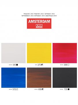 Set 6 Acrílicos de 20ml Amsterdam Colores Primarios