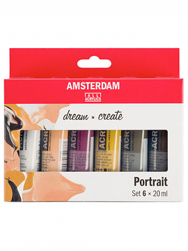 Set de 6 Acrílicos de 20ml Amsterdam Retrato