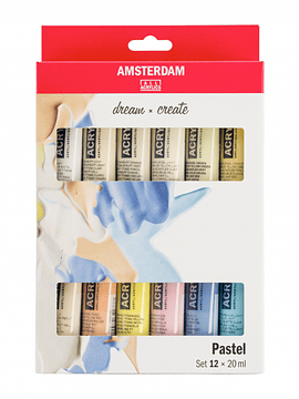Set de 12 Acrílicos de 20ml Amsterdam Pasteles