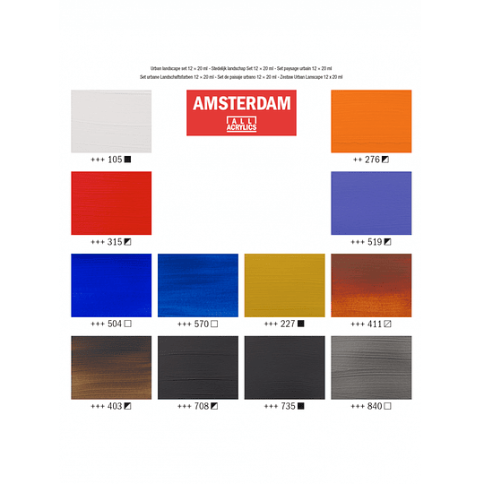 Set de 12 Acrílicos de 20ml Amsterdam Paisaje Urbano - Image 2