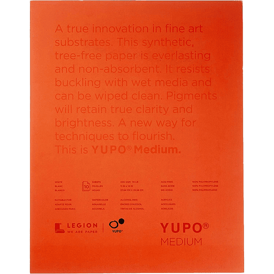 Block Papel Yupo Alcohol Ink 27,9 x 35,5 cm 10 Hojas - Image 1