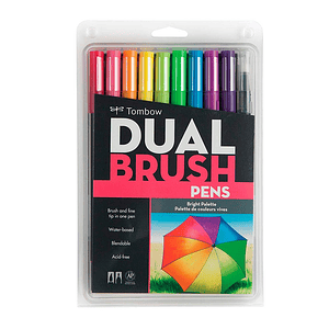 Set 10 marcadores Tombow Dual Brush Colores Vivos 