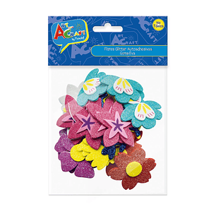 FIGURAS DE FLORES GOMA EVA GLITTER 24 PCS