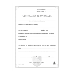 Certificado de Matrícula 50 Hojas