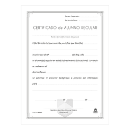 Certificado de Alumnos Regular 50 Hojas