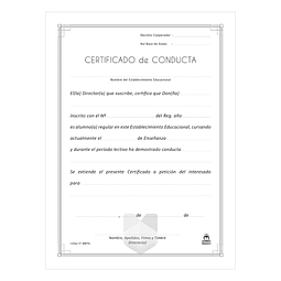 Certificado de Conducta 50 Hojas