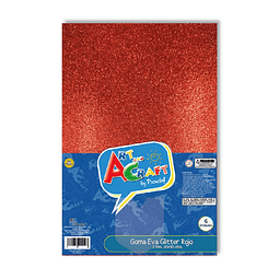 Goma Eva Glitter 20x30 cm Rojo 6 Unidades