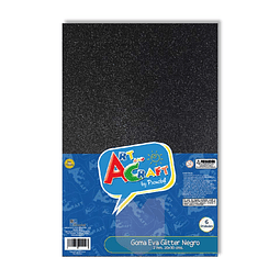 Goma Eva Glitter 20x30 cm Negro 6 Unidades