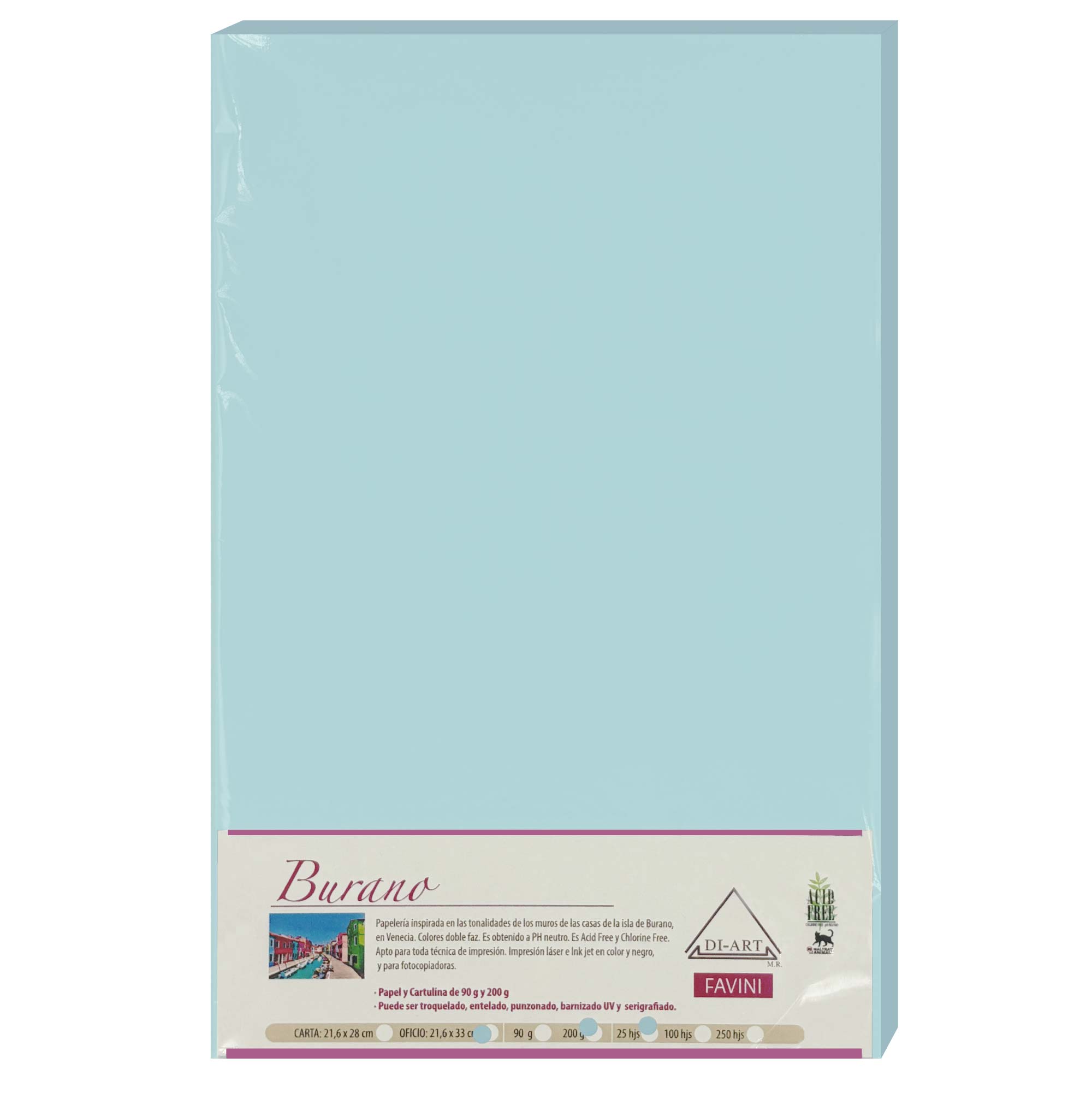 Opalina Burano Lisa Oficio Azzurro 25 Hojas