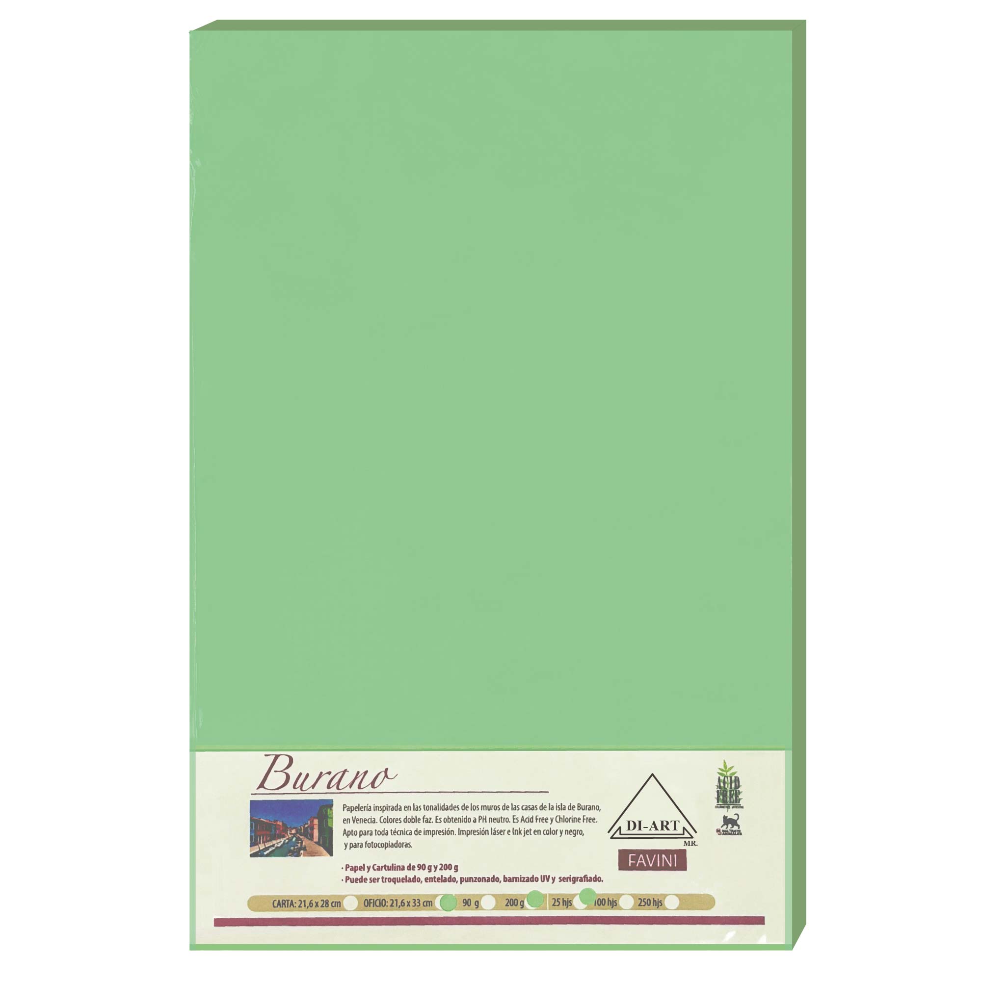 Opalina Burano Lisa Oficio Verde 25 Hojas