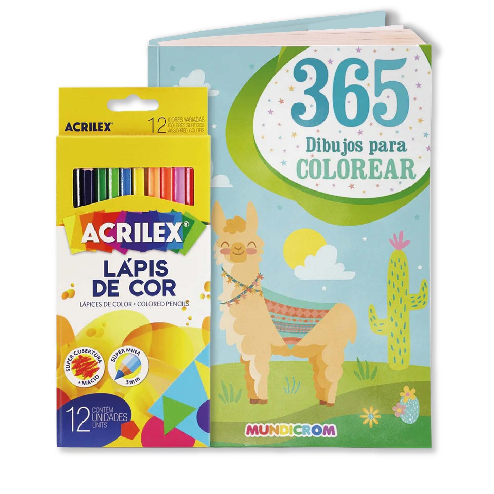 Pack Libro 365 para Colorear + Lapices de Colores