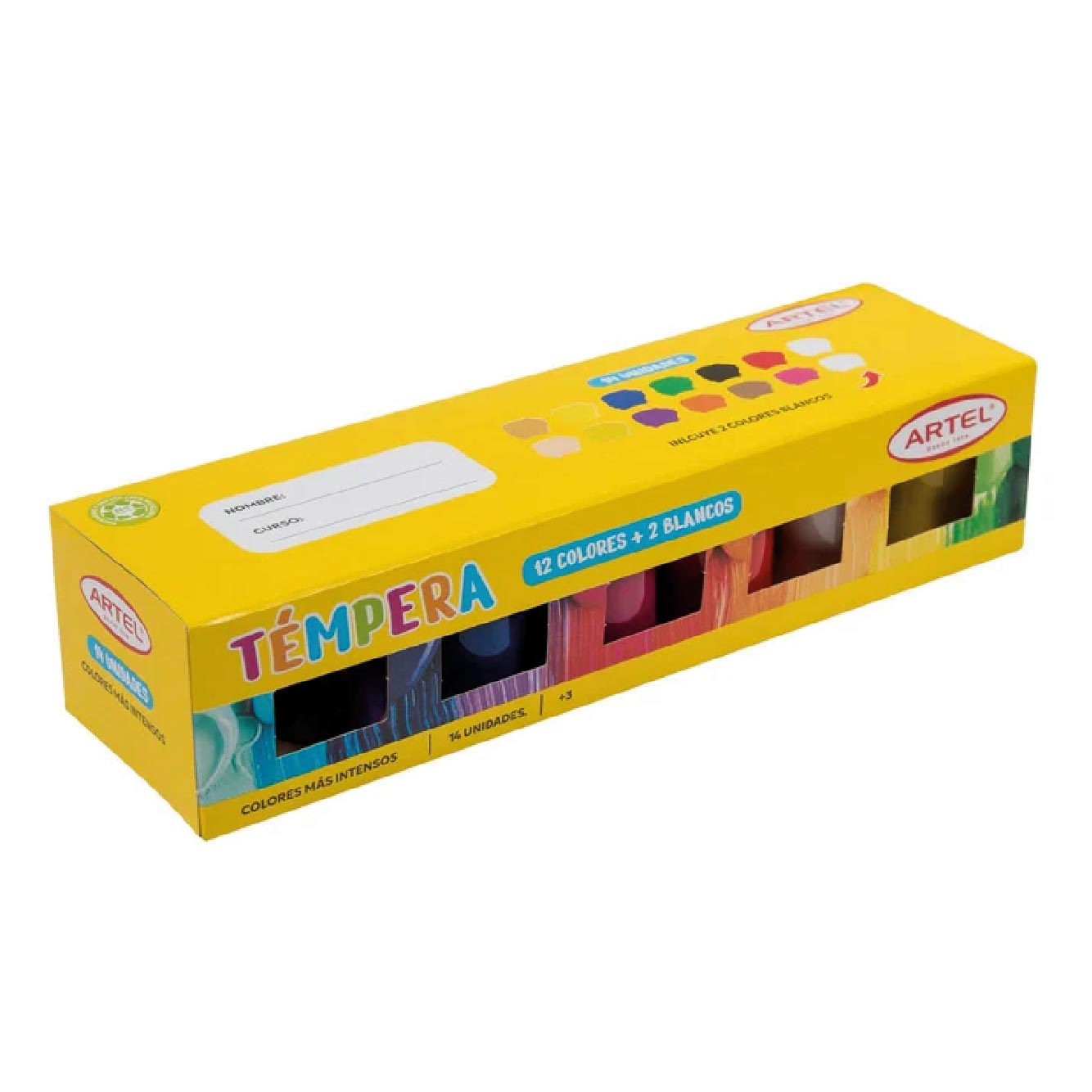 Témpera 12 Colores + 2 Blancos 15 ml