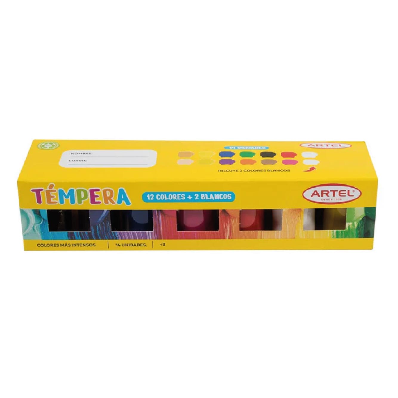 Témpera 12 Colores + 2 Blancos 15 ml