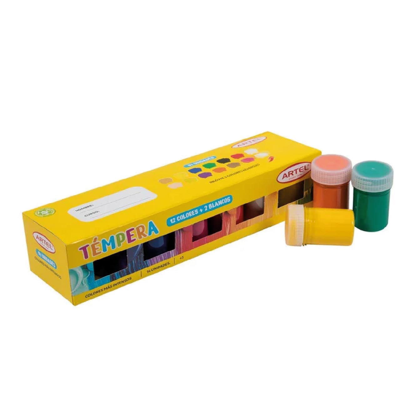 Témpera 12 Colores + 2 Blancos 15 ml