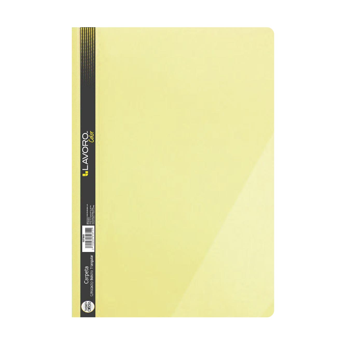 Carpeta Bolsillo Triangular Oficio Amarillo Pastel