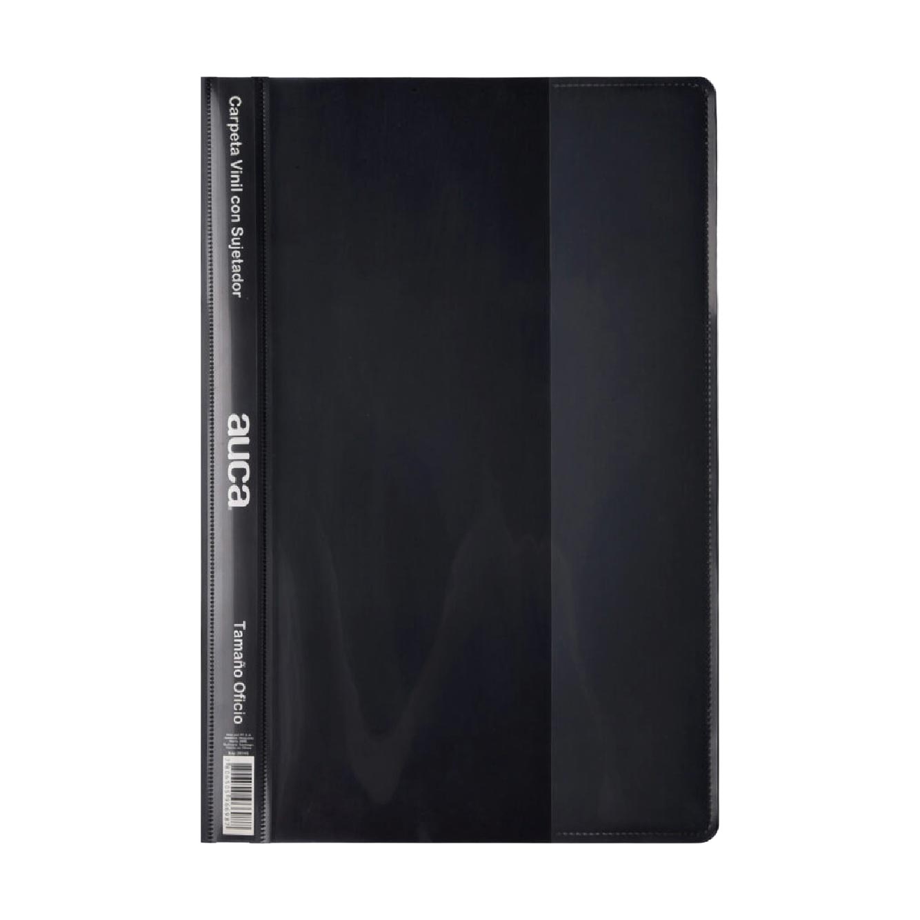 Carpeta Vinil Con Sujetador Oficio Negra