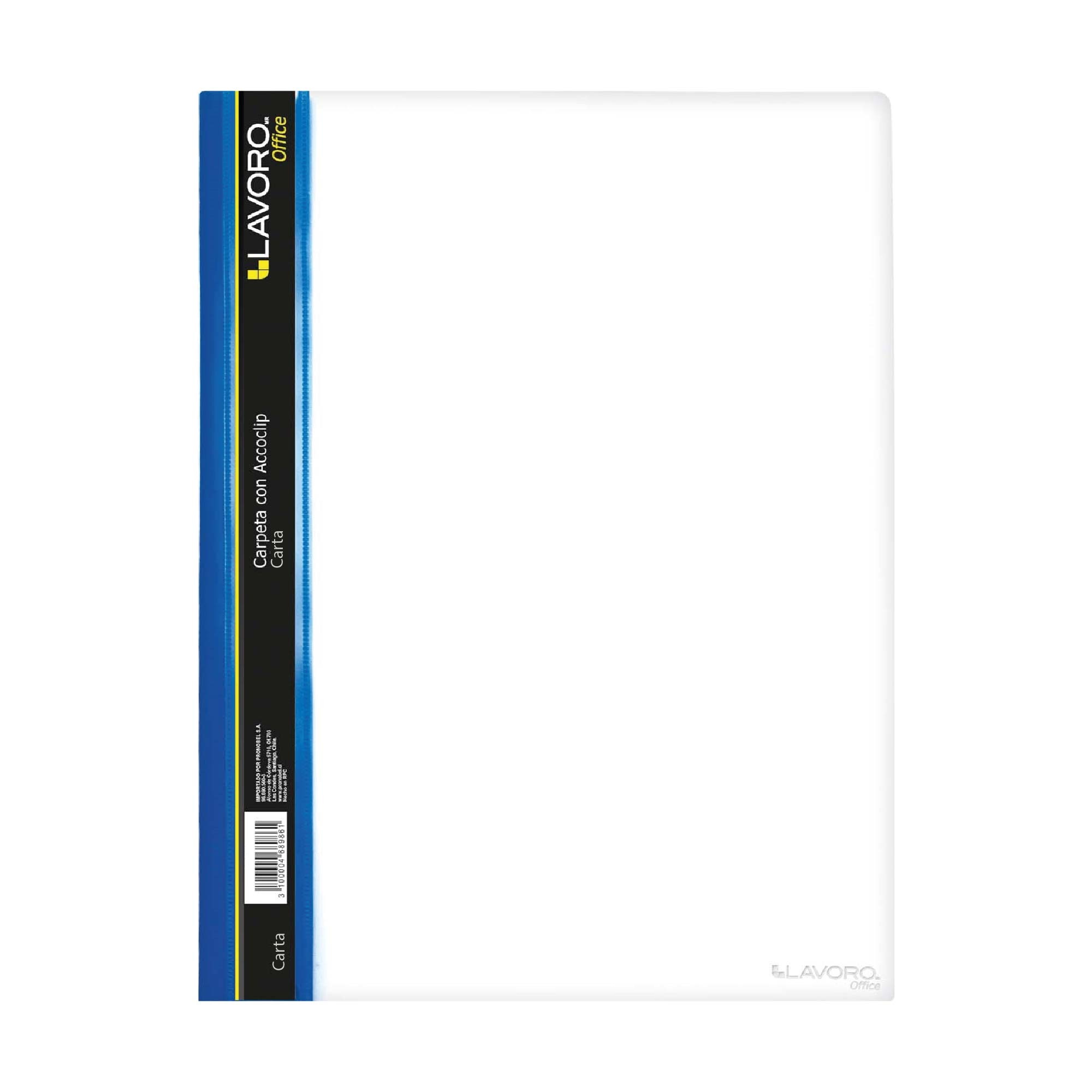 Carpeta Carta Vinil con Accoclip Transparente Azul