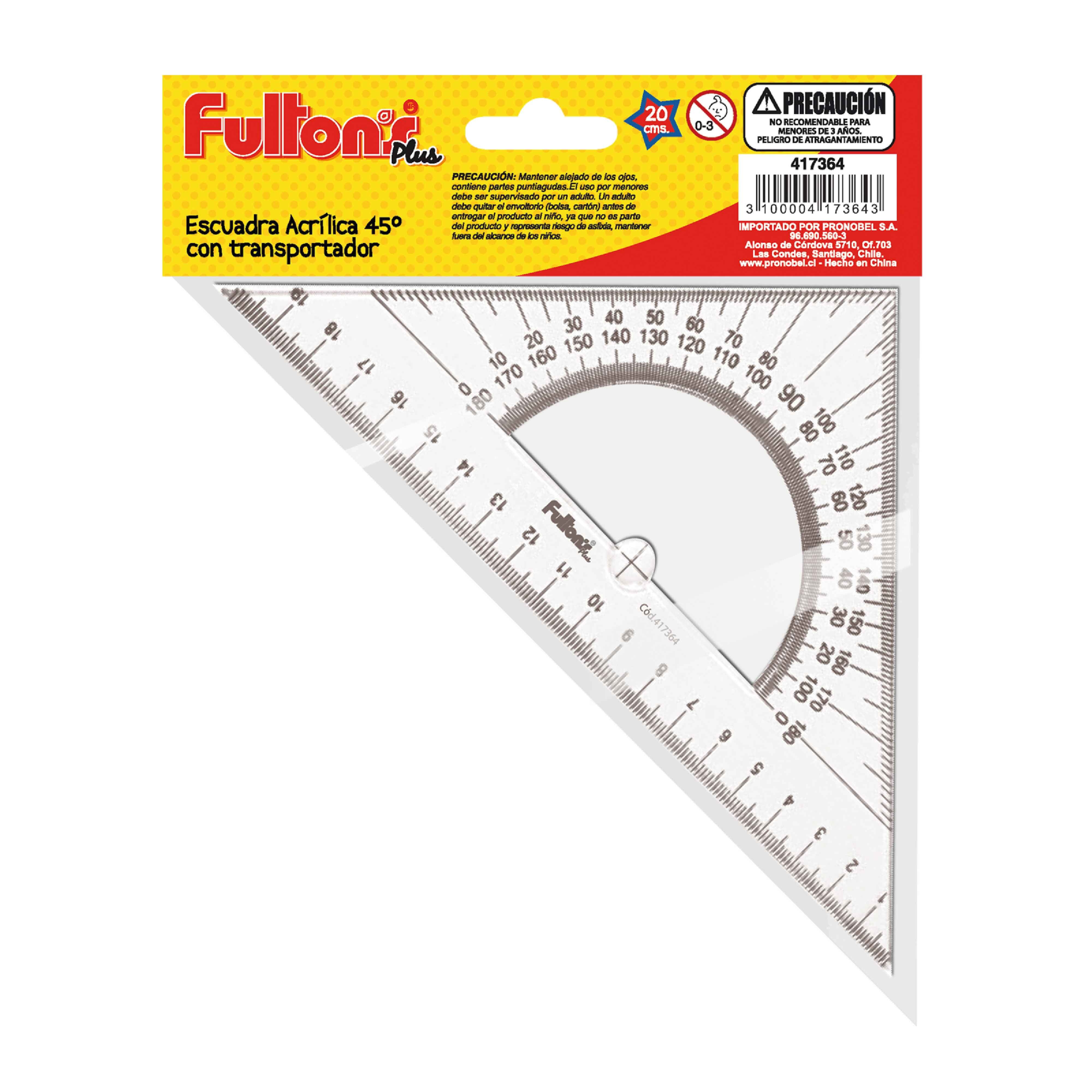 Escuadra Acrílica 45° con Transportador