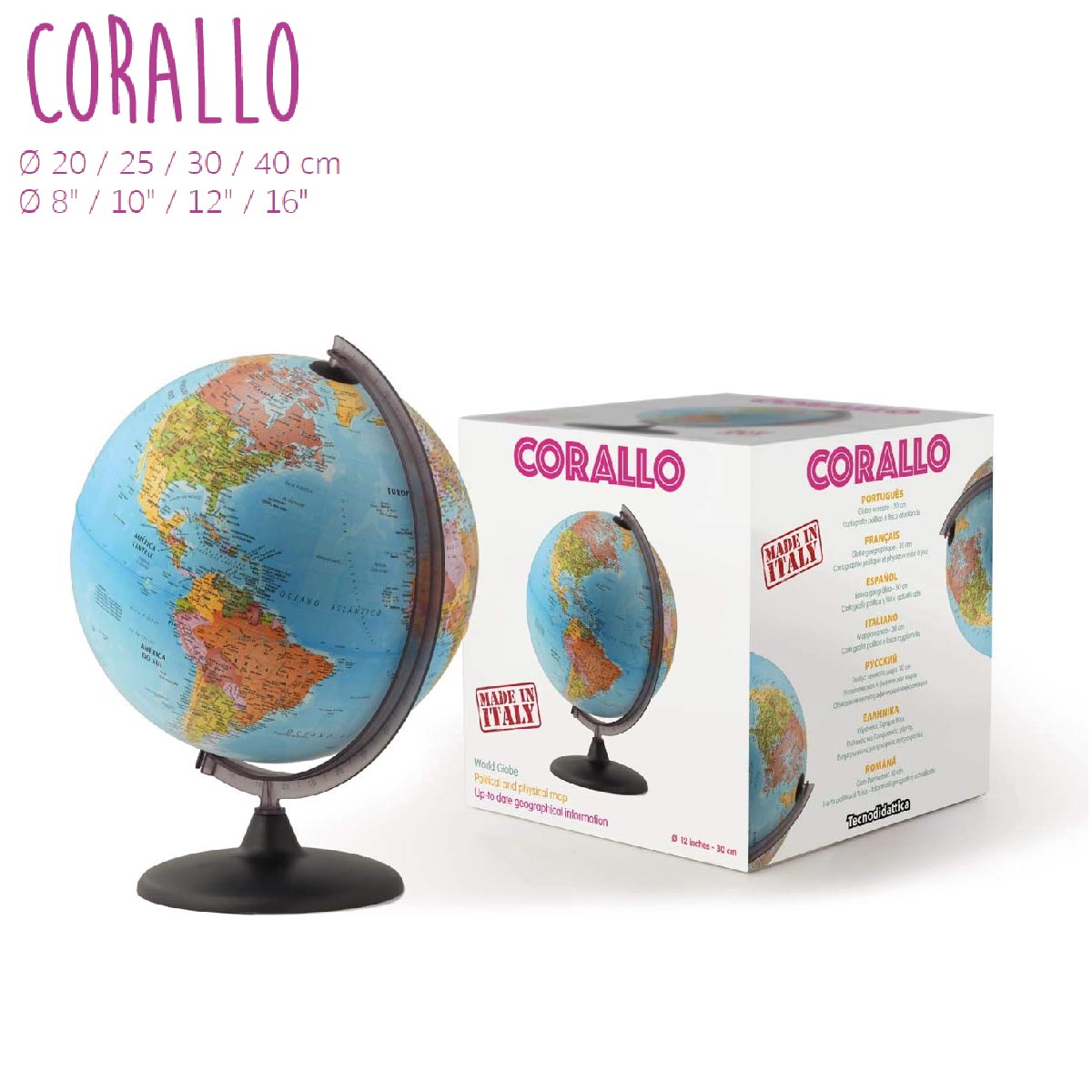 Globo Terráqueo Político Corallo 30 cm