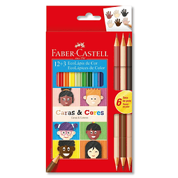 Ecolapices Caras y Cores 12 Unidades + 6 Tonos Piel