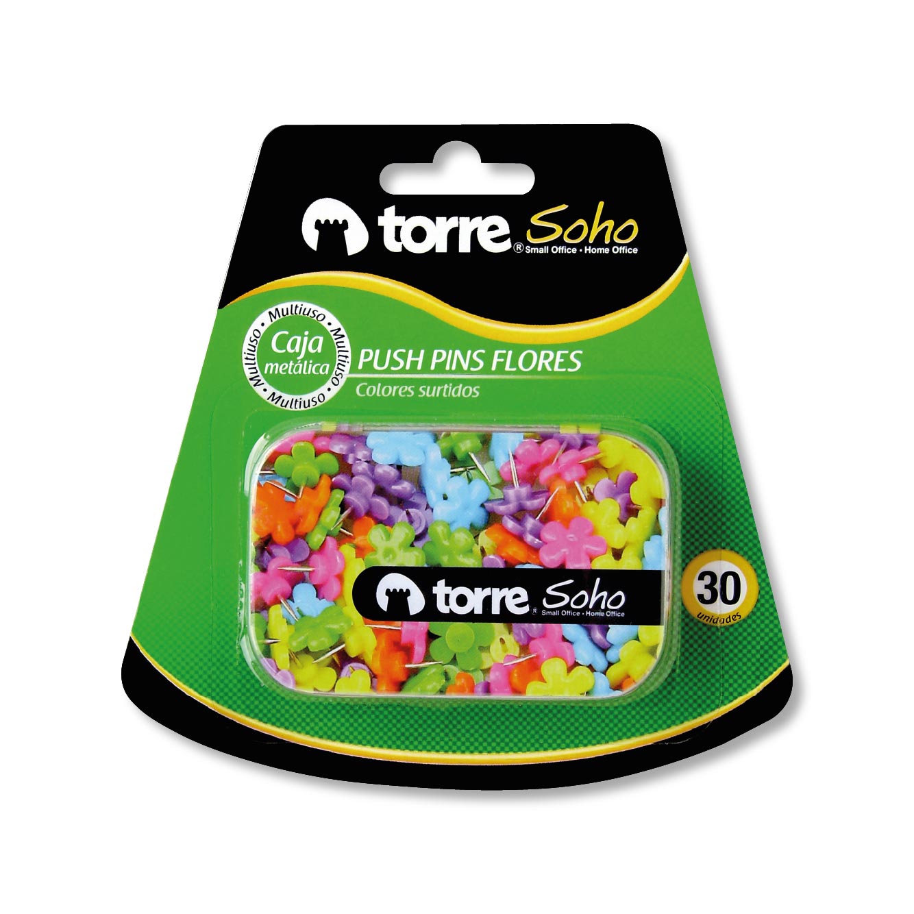Blíster Caja Metálica Push Pins Flor 30 Unidades