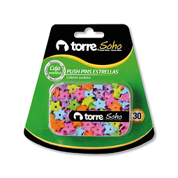 Blíster Caja Metálica Push Pins Estrellas 30 Unidades
