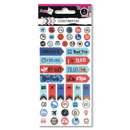 Stickers Planner 2 Hojas Viajes Diseños Surtidos