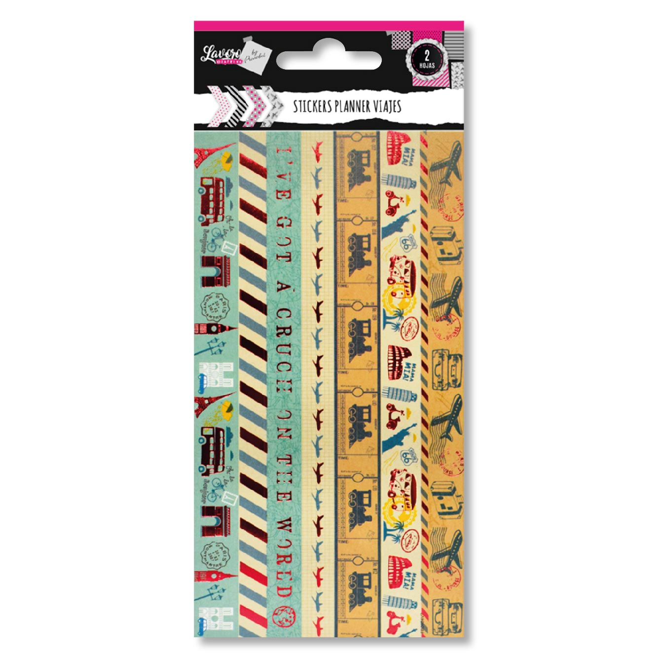 Stickers Planner 2 Hojas Viajes Diseños Surtidos