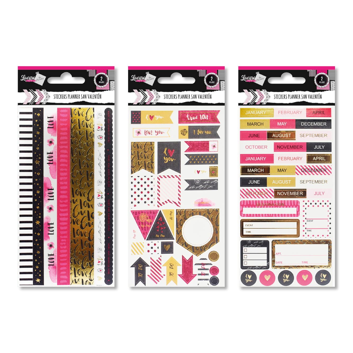 Stickers Planner 2 Hojas Romantico Diseños Surtidos