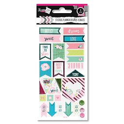Stickers Planner 2 Hojas Flores Diseños Surtidos