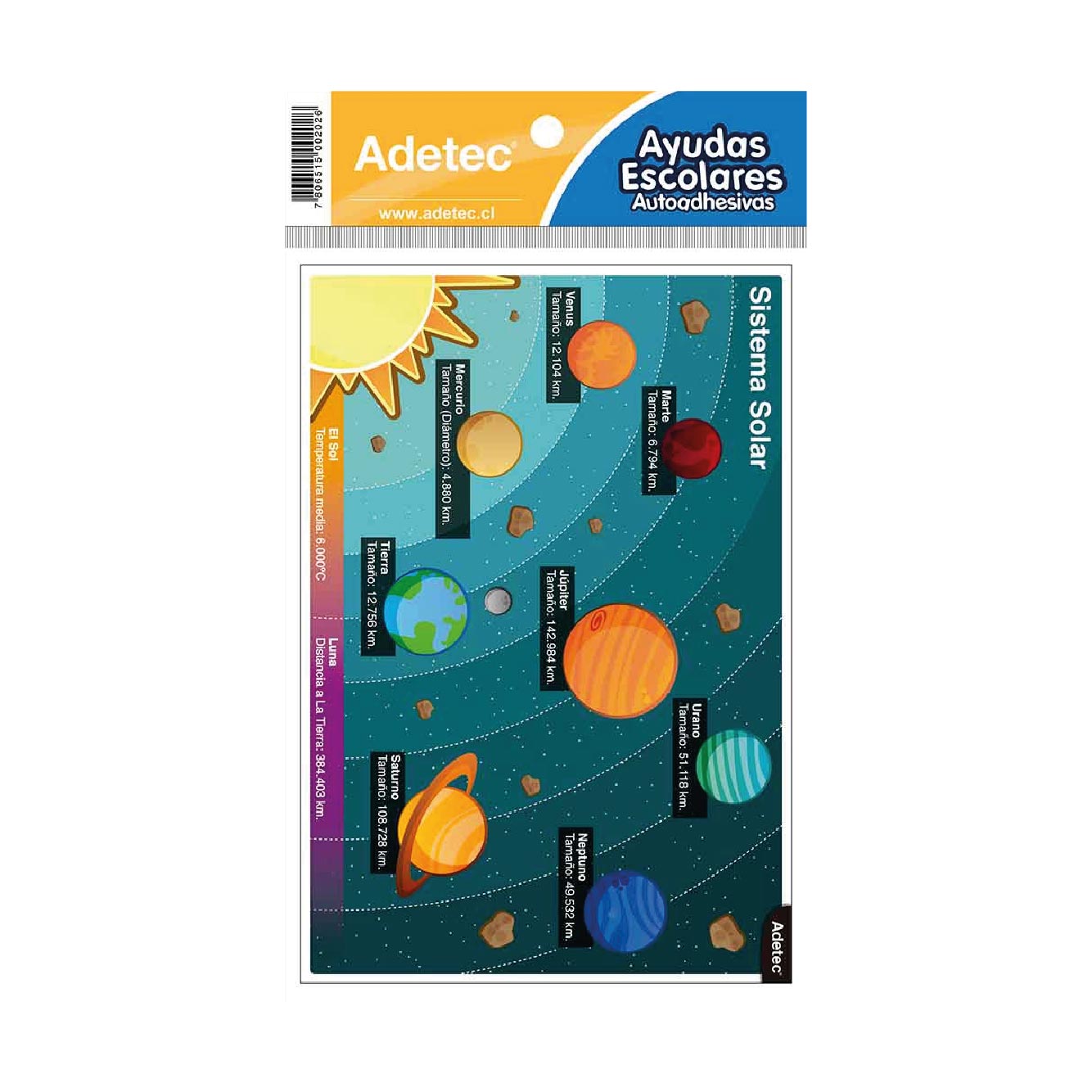 Ayuda Escolar Autoadhesiva Sistema Solar