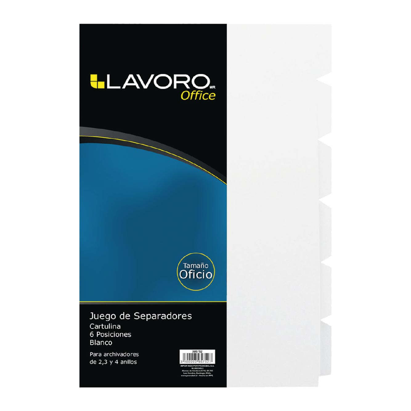 Separador Oficio 6 Divisiones Blanco