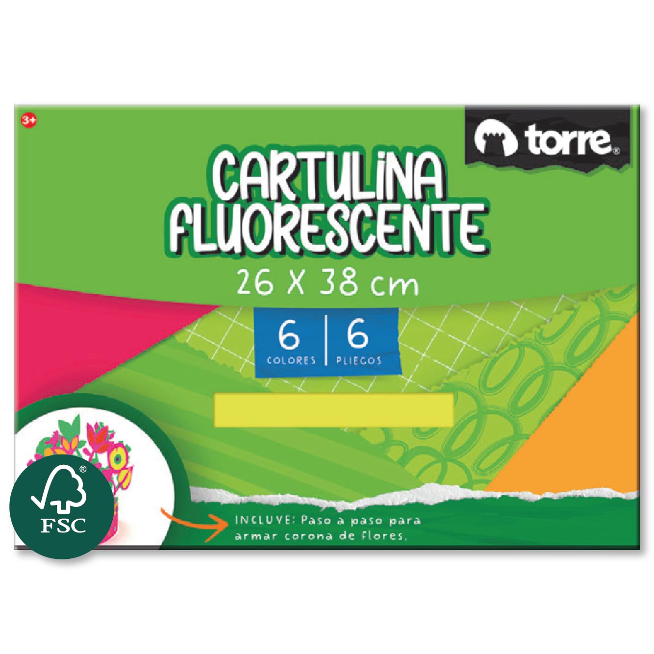 Bolsón de Cartulina Fluorescente 6 Hojas