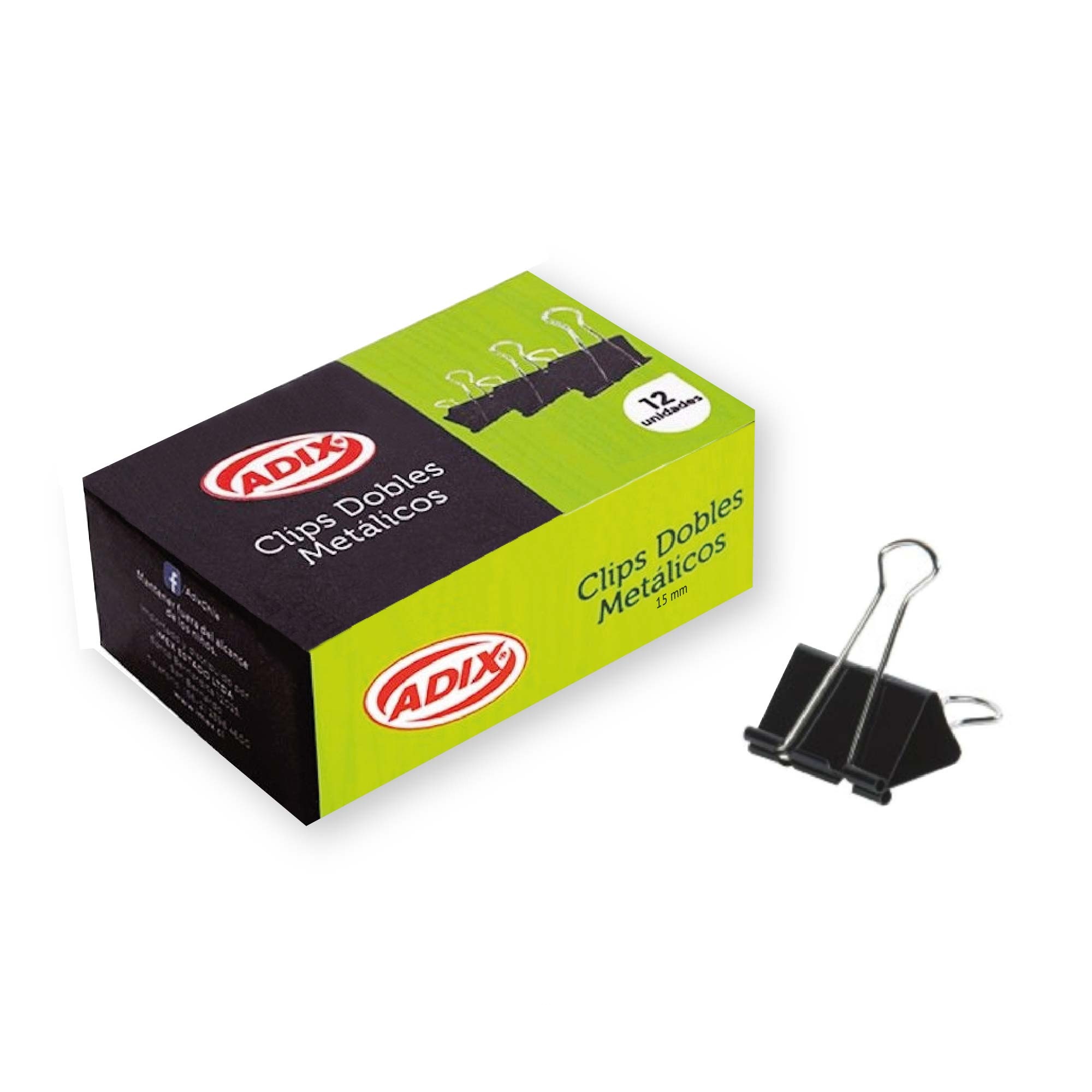 Clip Doble Negro 15 mm