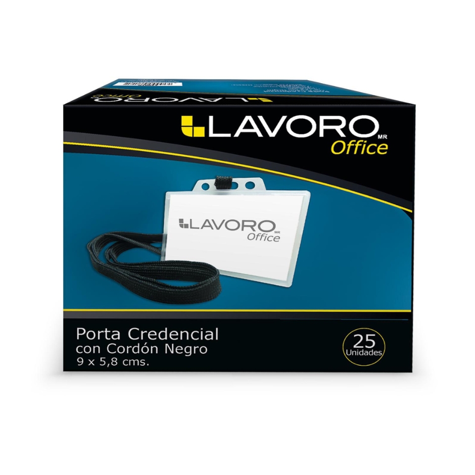 Porta Credencial 9x5.8 cm con Cordón Negro 25 Unidades