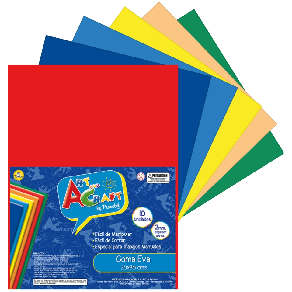 Goma Eva 20x30 cm Colores Surtido 10 Unidades