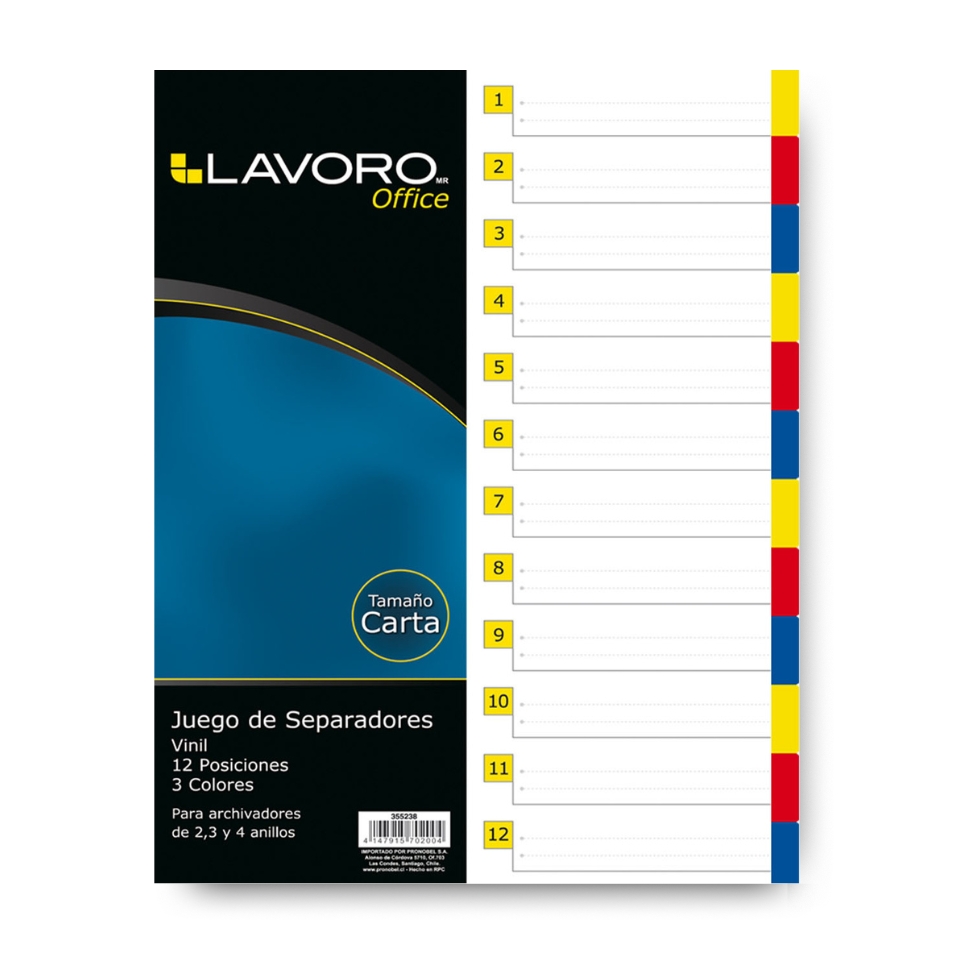 Separador Carta Vinil 12 Posiciones