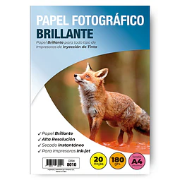Papel Fotográfico A4 Brillante 20 Hojas