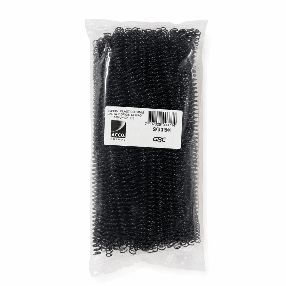 Espirales Plásticos 8 mm Negros Caja