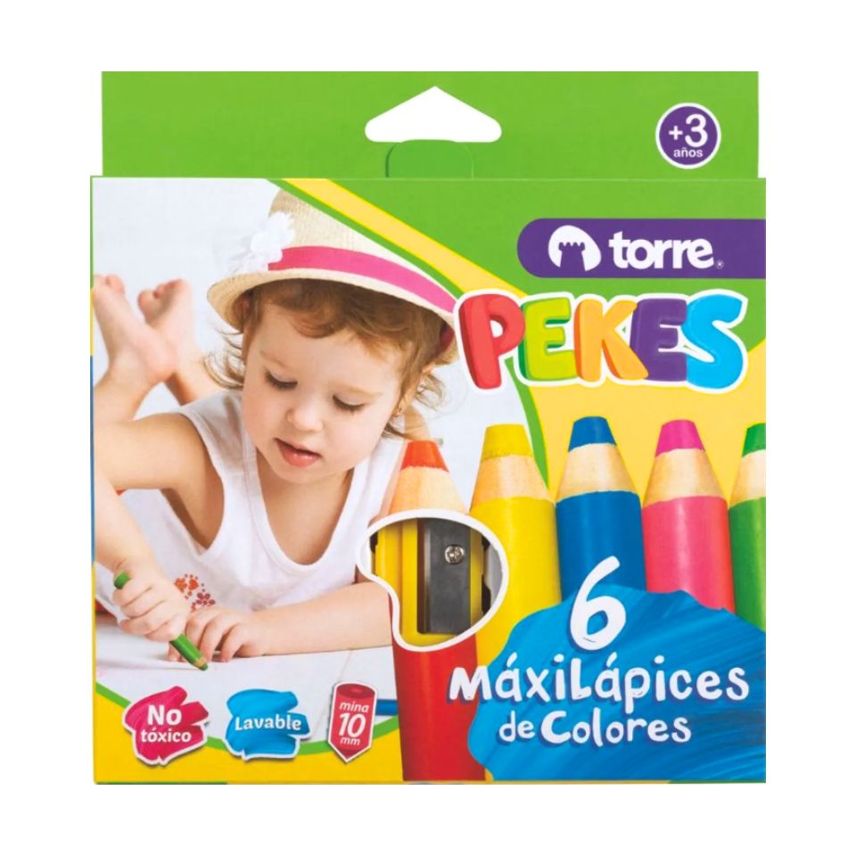 Lápices Color Pekes 6 Colores + Sacapuntas