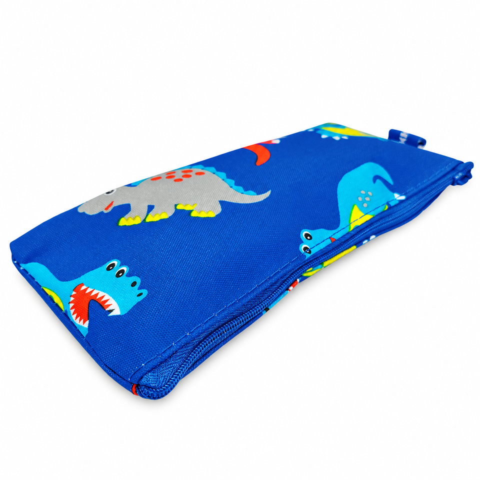 Estuche Escolar Simple Azul Dinosaurios