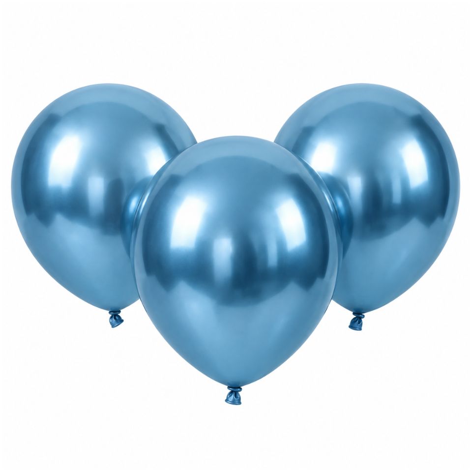 Globos N°12 Chrome Azules 12 Unidades
