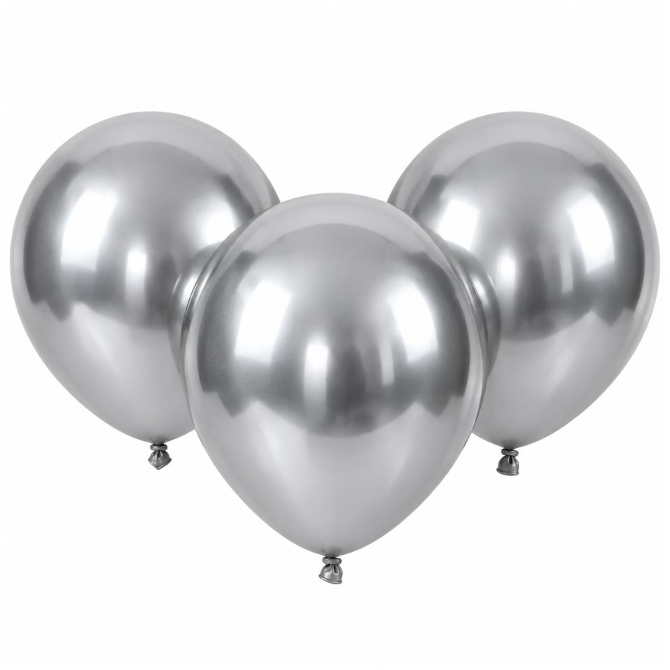 Globos N°12 Chrome Plateados 12 Unidades